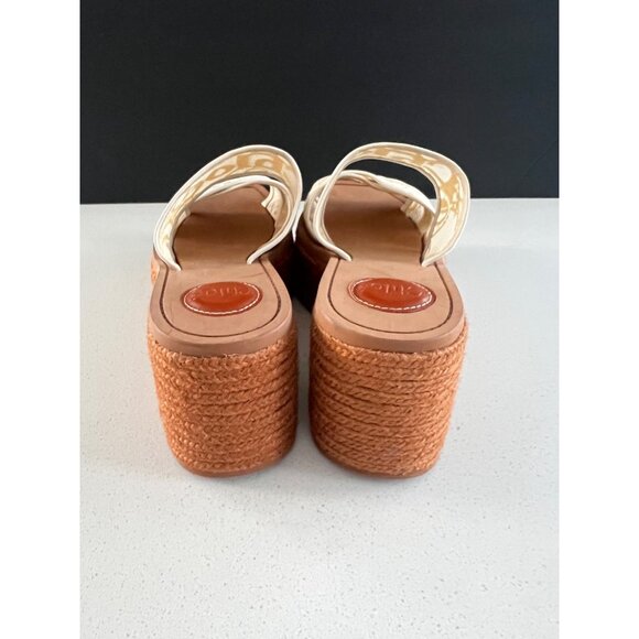 CHLOE CREAM Crochet Lace Espadrille Platform Sandal Mule size 38 - Picture 5 of 8